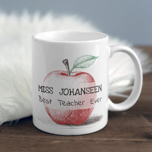 Mug Simple Main Tirée Rouge Pomme mignonne meilleur en
