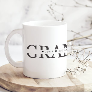 Mug Simple Mamie Noir Blanc Ajouter des Noms