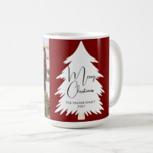 Simple Merry Christmas Pine Tree family photo
