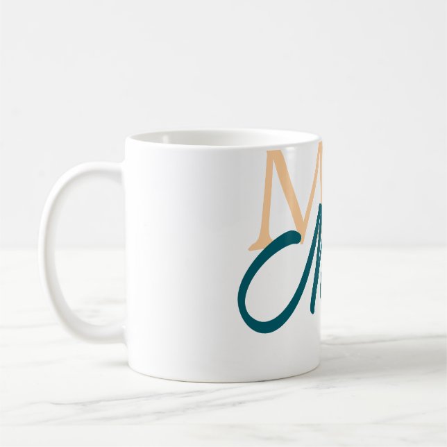 Mug simple minimal ajouter nom monogramme orange bleu  (Gauche)