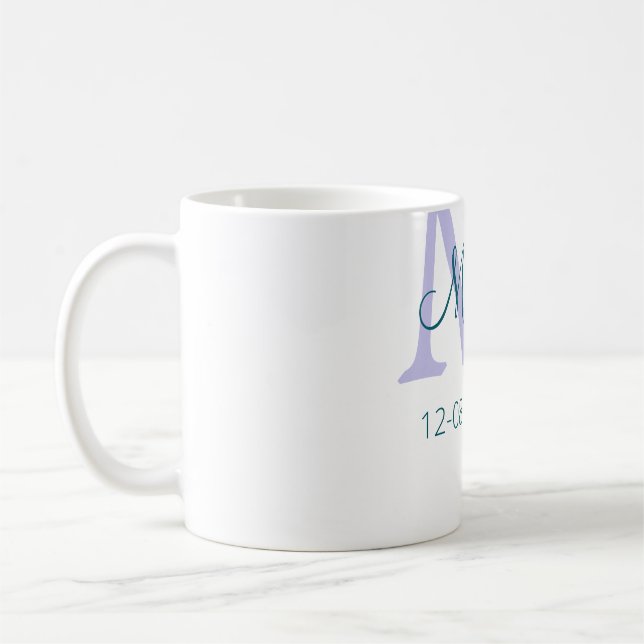 Mug simple minimum ajouter nom monogramme violet vert  (Gauche)