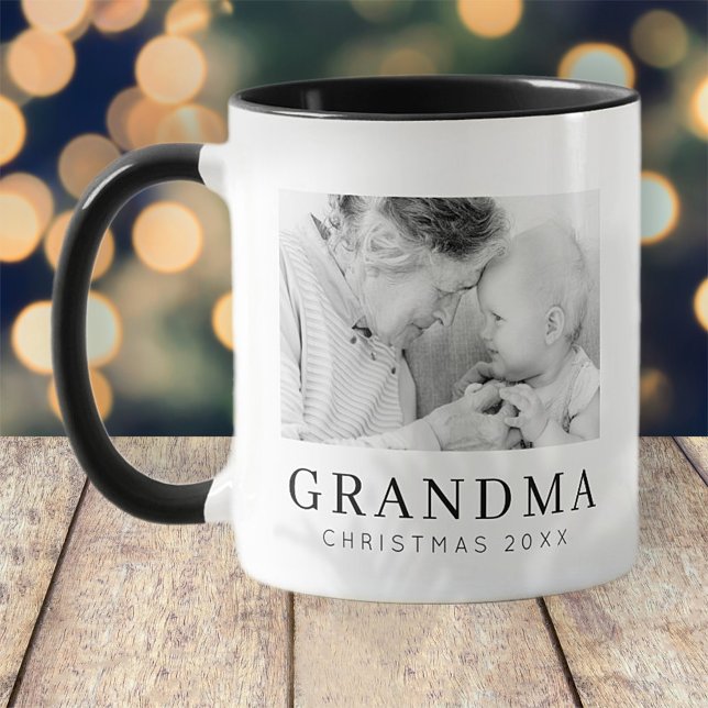 Mug Simple Moderne Chic Personnalisé Grandma Photo Hol (Créateur téléchargé)