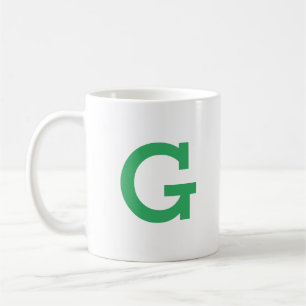Mug Simple moderne Monogramme Lettre initiale en vert