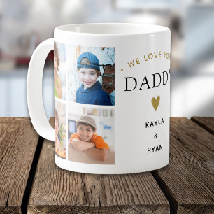 Mug Simple Moderne On aime papa 8 Collage de photos