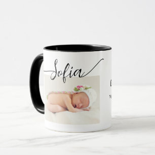 Mug Simple moderne photo bébé statistiques de naissanc