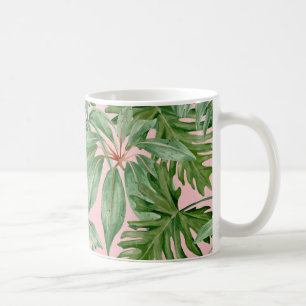 Mug Simple moderne Pink Palm Leaf Tropical Floral