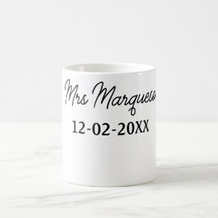 Mug simple monogramme minimal mrs M nom date année Thr