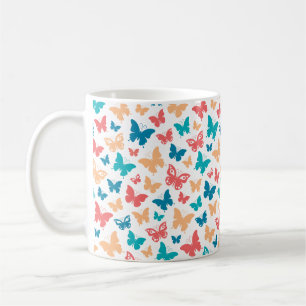 Mug Simple motif papillon rose turquoise blanc