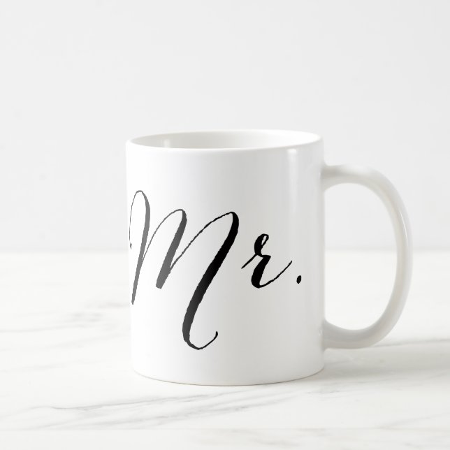Mug Simple Mr Script Design Moderne Groom Mariage Cade (Droite)