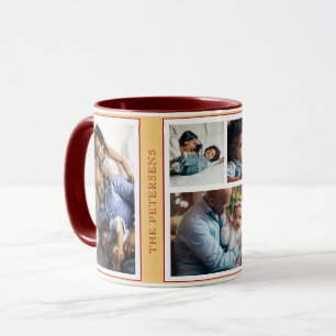 Mug Simple Noël 5 photo collage orange bordeaux