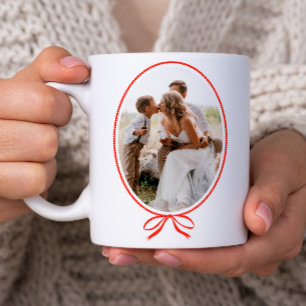Mug Simple Noël avec ruban rouge ovale photo
