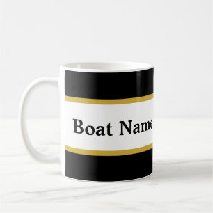 Mug Simple noir blanc et or avec nom de bateau