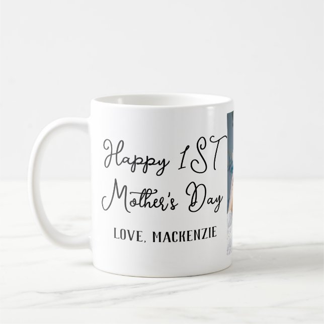 Mug Simple première mère Jours Cadeau Trois photos Col (Gauche)