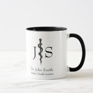 Mug Simple professionnel Médicale Asclepius noir blanc