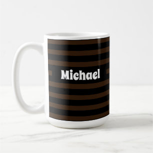 Mug Simple striped Dark et Noir Nom personnalisé