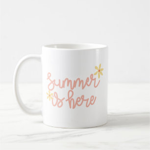 Mug Simple Sunshine Summer Pastel Pink Script Jaune