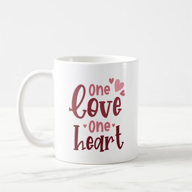 Mug Simple Sweet Love One Love One Heart Romantic Cute (Gauche)