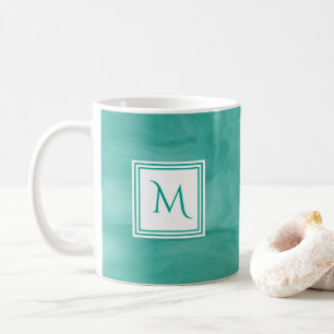 Mug Simple Turquoise Vert subtil marbre Moderne Monogr