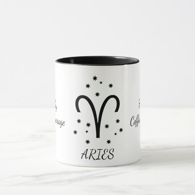 Mug Simple Typoghraphy Aries Zodiac Coffee (Centre)