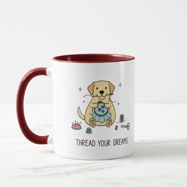 Mug Simple Vibes Yellow Dog Sewing & Embroidery Art  (Gauche)