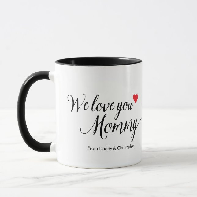 Mug Simple We Love You Maman Photo Fête des mères (Gauche)