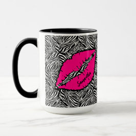 Mug Simple Zèbre avec lèvres roses Personnalisé