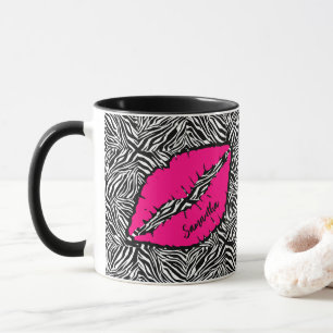 Mug Simple Zèbre avec lèvres roses Personnalisé