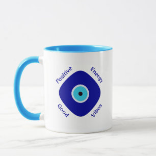 Mug Simplement des vibrations positives Bleu Evil Eye 
