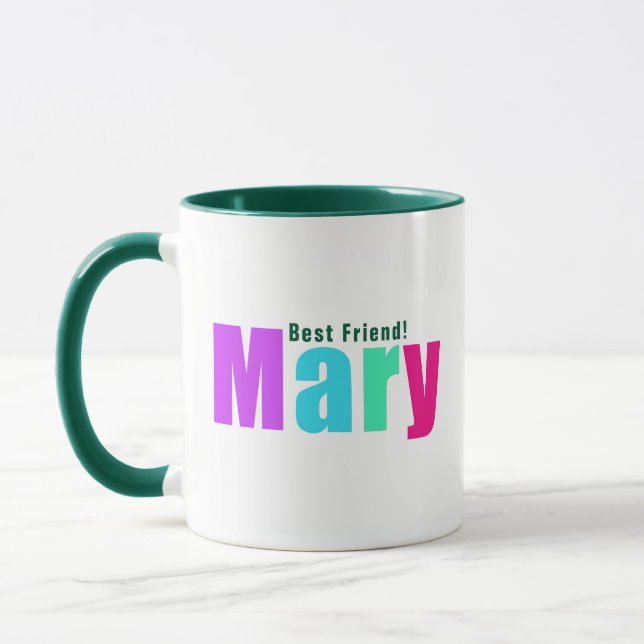 Mug Simplement Elegant Colorful Nom "Mary", Green Cust (Gauche)