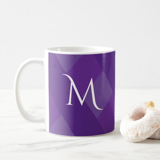 Mug Simples Teintes de Violet Initial Simple et Mignon (Avec donut)