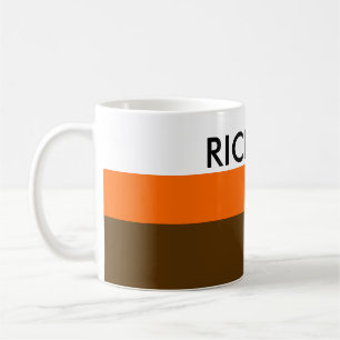 Mug Simply Stripes brun orange + votre nom / idées