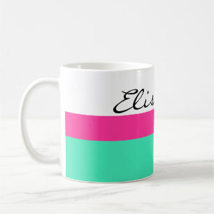 Mug Simply Stripes menthe rose + votre nom / idées
