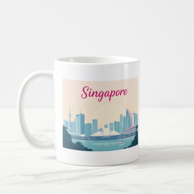 Mug Singapour Pastel Travel Design (Gauche)