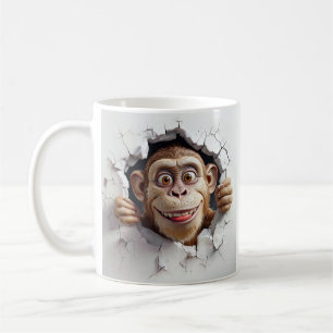 Mug Singe anthropomorphe brisant le mur blanc
