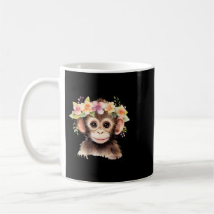 Mug Singe Chimpanzé Animal Boho Floral Forêt Rainfores
