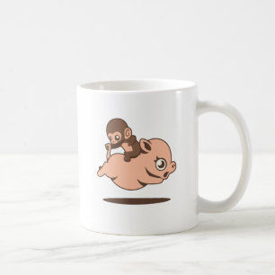 Mug Singe de bébé (allant à reculons sur un porc)