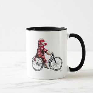 Mug Singe de chaussette sur la bicyclette