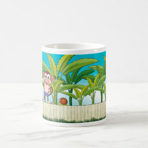 Mug Singe et escargot sur la scène de la jungle tropic