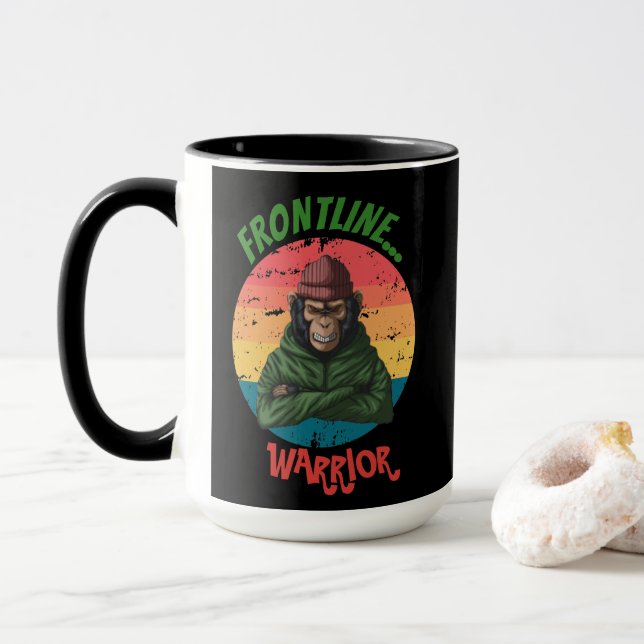 Mug Singe vert en colère (Avec donut)