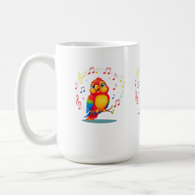 Mug **Singing Parrot – Cute Parrot Singing Illustratio (Gauche)