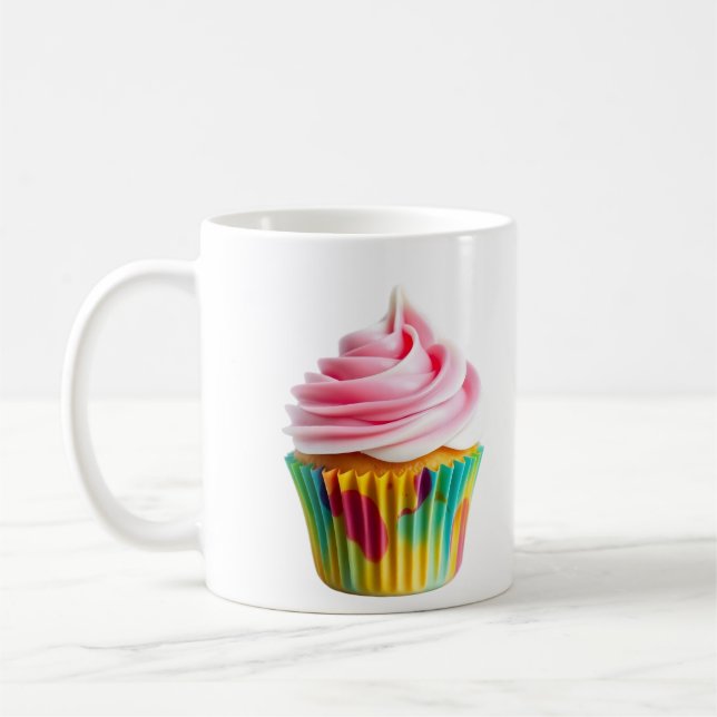 Mug Single Cupcake with Pink and White Frosting (Gauche)