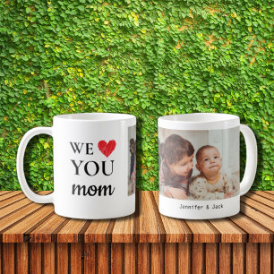Mug Single Red Heart We Love You Mom Photo
