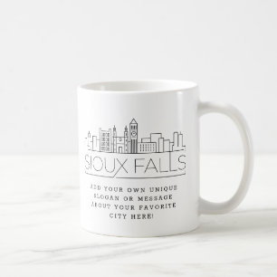 Mug Sioux Falls Stylisé Skyline   Slogan personnalis