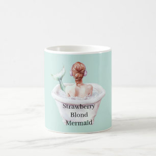Mug Sirène blonde fraise dans la baignoire