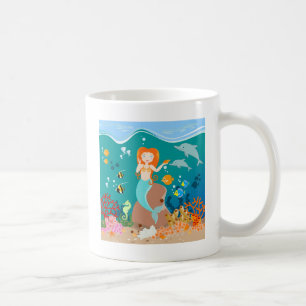 Mug Sirène et dauphins sous la mer fête d'anniversaire