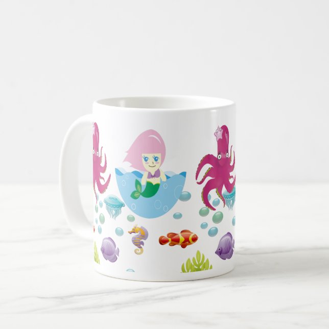 Mug Sirène rose sous-marine et Imaginaire océanique de (Devant gauche)