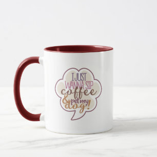Mug siroter du café et familiariser mon chien