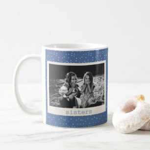 Mug Sisters Photo Simple moderne Points Bleus Customis