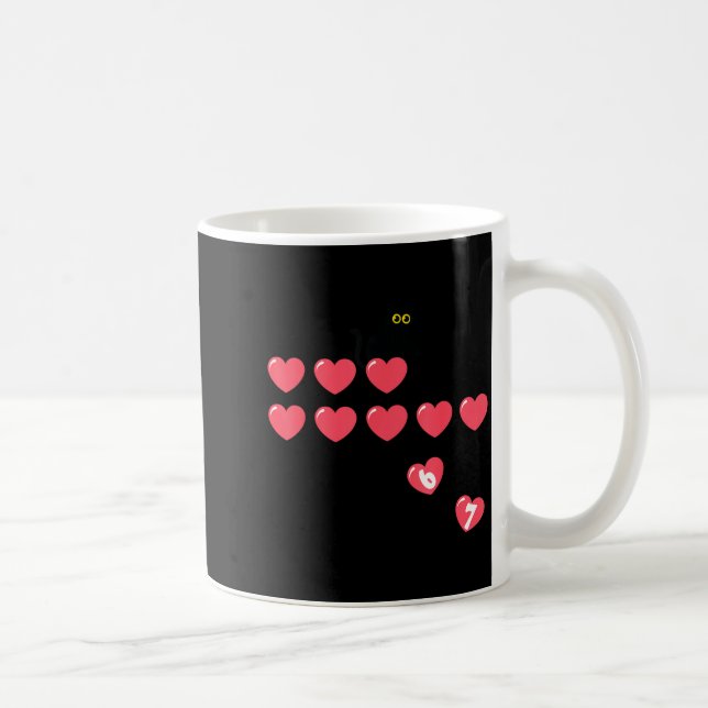 Mug Six Seven Black Cat Knocking Off Hearts Funny 67 V (Droite)