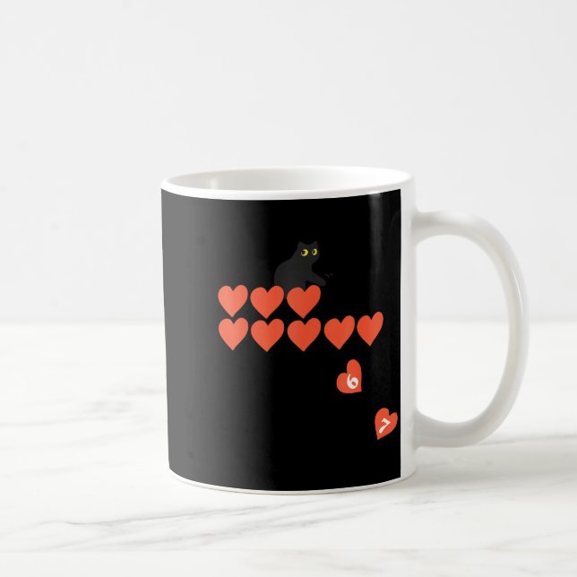 Mug Six Seven Black Cat Knocking Off Hearts Funny 67 V (Droite)